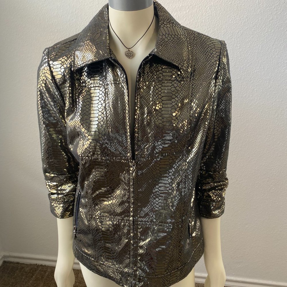 Multiples Crocodile Pattern Full Zip Jacket Size … - image 6